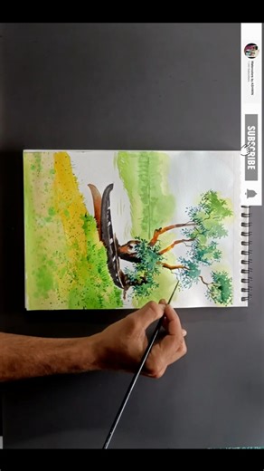 watercolor landscape #shorts #art #easydrawing #watercolor #love #painting #howtodraw #tutorial