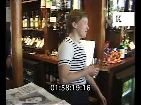 1990s UK, Pub, Barmaid Pulling Pint