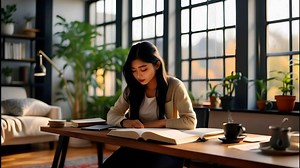 Ai Generated, Girl, Study. Free Stock Video