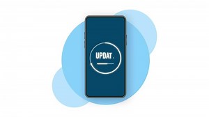 Data update or synchronize with bar process. Update on laptop and smartphone. Motion graphics.