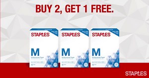 Save on all the paper. Buy 2, get 1 free on all Staples Brand paper reams for a limited time. | Staples