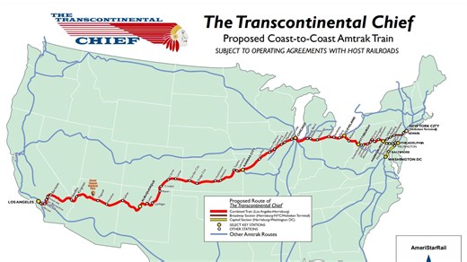 72-hour coast-to-coast train route proposed by Delaware-based group may debut in 2026