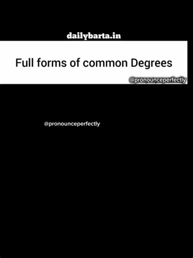 🎓 Degree Abbreviations Explained BA, BSc, B.Com, MBA, MCA… confused? 🤔 englishlearning #spokenenglish #englishvocabulary #studentslife #educationreels
