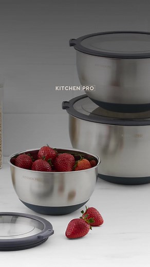 1.1K views | Prep like a pro with this set of three stainless steel mixing bowls - perfect for mixing batter, tossing salad ingredients or making sauces and marinades. Each bowl also comes with an airtight, clear plastic lid to keep ingredients fresh when storing. Shop the Kitchen Pro Mixwell range in store or online at Kitchen Warehouse. | Kitchen Warehouse | Facebook