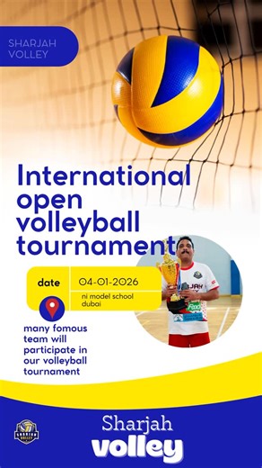 ISMAIL KUMMANKODE on Instagram: "Sharjah Volley proudly presents the Open International Volleyball Tournament on January 4, 2026, at Dubai NIM Model School.#volleyball #uaevolleyball #uaevolleyballfederation"