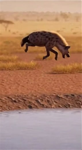 Hyena Knocked into a Mud Pit by Wild Buffalo | Wild Animal Encounter