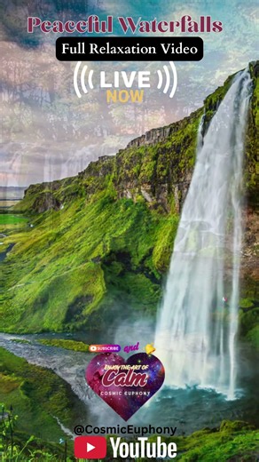 4K Waterfall & Relaxing Acoustic Music Cosmic Euphony Peaceful Piano & Guitar Deep Sleep now playing