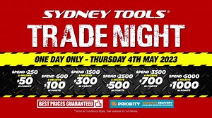 2.9K views · 116 reactions | ⚡️ Sydney Tools Trade Night This Thursday - 1 Day Only, Score FREE Food, Bonus Points & Onsite Demos! Open till 8pm, Shop Instore or Online! ⚡️ | Sydney Tools | Facebook