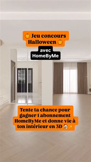 🎃 JEU CONCOURS HOMEBYME HALLOWEEN 🎃🏡 Imaginez votre futur intérieur en 3D HomeByMe et tentez de gagner 1 abonnement Pro pour créer votre futur intérieur en 3D 😈💀 🏆 À gagner : 3 abonnements Pro de 6 mois pour imaginer des espaces déco sans limite et obtenir de superbes images ultra-réalistes en 4K ! 😌 Pour participer : 1️⃣ Likez cette publication 2️⃣ Suivez @HomeByMe_fr 3️⃣ Dites-nous en commentaire la pièce que vous rêveriez de transformer 🎃🏠 4️⃣ Republier ce post 🔁 dans votre Insta po