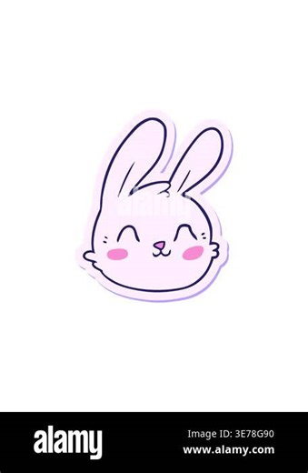 radioactive glowing animation of sticker of a cartoon rabbit face Stock Video Footage - Alamy