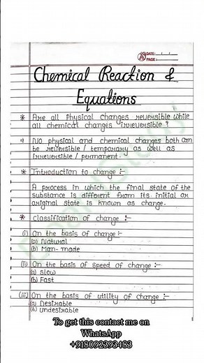 Class 10th Chapter 1 Chemical Reaction and Equation #notes #boardexam #boards #class10 #education