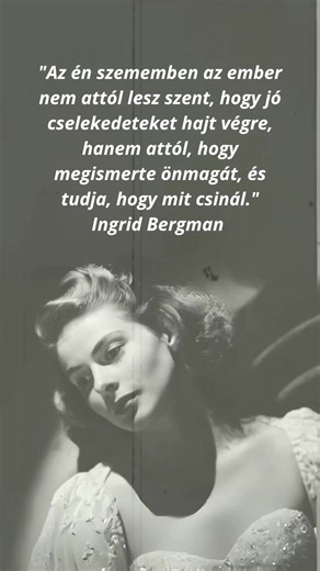 ✨️Ezen a napon született és hunyt el Ingrid Bergman háromszoros Oscar-díjas svéd színésznő. 🏴 📽Legismertebb szerepe a Casablanca című filmben Ilsa Lund László megformálása Humphrey Bogart oldalán. Olyan filmtörténeti klasszikusokban szerepelt még, mint a Forgószél, a Gázláng, vagy az Őszi szonáta. 🏴1982-ben mellrákban hunyt el a 67. születésnapján. #Bergman #idézet #film | Könyvmámor antikvárium