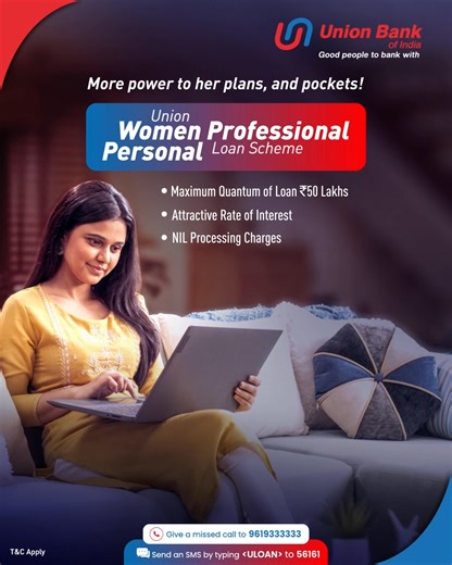58K views · 823 reactions | With Union Women Professional Personal Loan Scheme, every woman get the right financial support to step forward, scale higher, and achieve their professional goals with confidence. Know More: https://tinyurl.com/UnionWPPLInfo Apply Now: https://www.unionbankofindia.co.in/applynow/ #UnionBankOfIndia #GoodPeopleToBankWith | Union Bank of India | Facebook