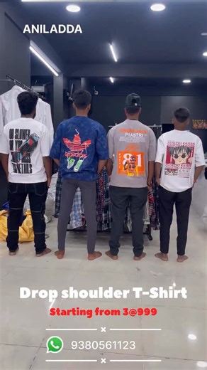 11K views · 110 reactions |  Drop Shoulder Collection  Trendy Prints | Oversized Fit | Street Style   3 @ ₹999 – M | L | XL (Plain Printed )  3XL / XXL – 3 @ ₹1100  Single Piece – ₹399  Acid Wash Designs – 3 @ ₹1100  Anil Adda Men’s Wear Basavanagudi | Byadarahalli  9380561123 #AnilAdda #MensWear #DropShoulderTshirt #MensFashion #BangaloreShopping | ANIL ADDA MENS WEAR | Facebook