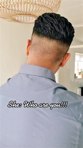 Stylish Men's Haircut and Playful Interaction