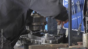 Car service station. Repair and replacement of mechanisms and worn parts of various units in a workshop and by qualified personnel.