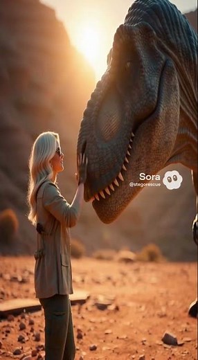 Nova Faces a Towering T-Rex in a Desert Canyon #TRex