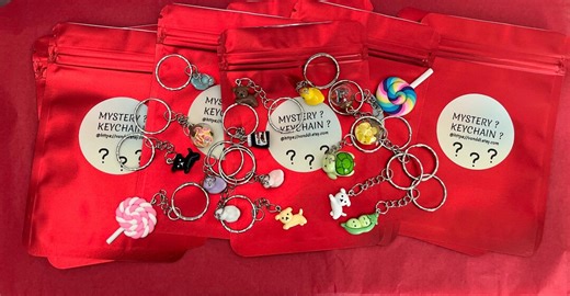 MYSTERY Keychain | Blind Bag Gift | Various Charms | Animals | Fruit | Nutella | Lollipops | Peas | Glass Ball Pendant | *next Day Shipping* - Etsy