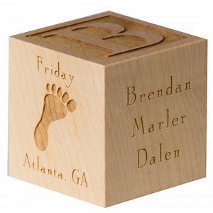Wooden Baby Block- Personalized Name Cube Engraved Birth Stats - Etsy