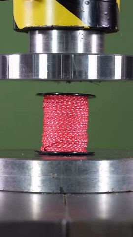 Zerkleinern frischer grüner Weintrauben mit einer hydraulischen Presse