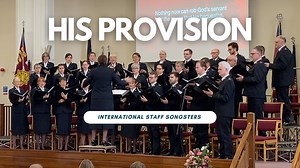 "At the moment of my weakness, when my need for power is plain, And my own strength is exhausted once again, Then my Lord has made provision for the day of my despair, And His precious Holy Spirit hears my prayer, my prayer. Holy Spirit! Promised presence fall on me. Holy Spirit! Make me all I long to be. Holy Spirit! Holy Spirit! Give Your power to me, O Holy Spirit." 'His Provision' Words: John Gowans Music: Ivor Bosanko Presented by the International Staff Songsters, conducted by Dorothy Nanc
