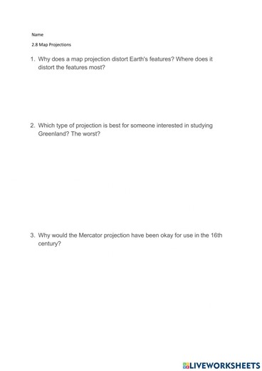 2.8 Map Projections worksheet