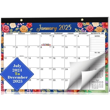 Large desktop calendar 2024-2025, July 2024 - December 2025, monthly calendar with to-do list and notes - Walmart.ca
