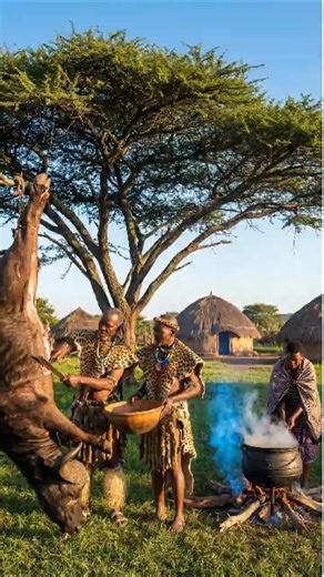 How Zulu Tribe Feasts on GIANT Buffalo! 🐃🔥 #RealTribeHunt #TribeLife #Shorts