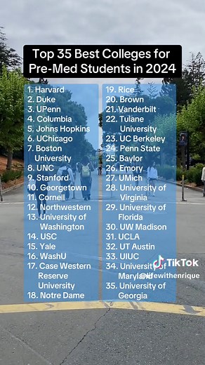 Top 35 Pre-Med Colleges: 2024 Rankings