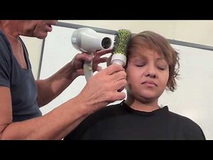 .BLOW DRY STYLING CURLY HAIR for smooth effect; short hair