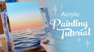 Ocean Sunset (Beginner to Intermediate) - PaintingTube
