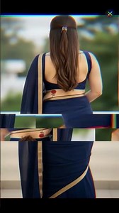Blue Saree Back Pose | Elegant Look With Rose Tattoo | Trending Saree Photoshoot”💘#sareelook