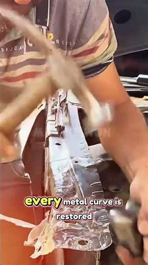 A mechanic brings a crumpled car frame back to life with incredible precision.