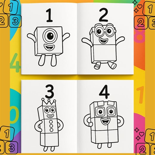 Compilation Numberblocks Coloring Book | Educational Printable PDF | Preschool Math Activity | Collection of 5 Books - Etsy