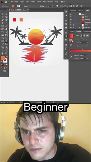 Sunset Shadow Effect in Illustrator Easy Trick #short