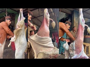 Full Goat Cutting Expert Butcher | Fastest Goat Slaughter Amazing Skill - Street Vendors