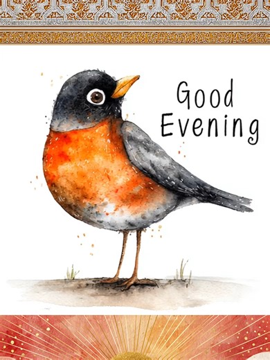 Good evening. This cute little robin from the Chaos Library sticker collection has a song for twilight and a wish for peace as the day winds down. #ChaosLibrary #Stickers #Robin #GoodEvening #Twilight