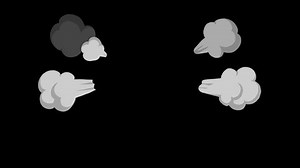 The upset angry smoke effect, cartoon anime anger symbol, steam out of the ears, 4 clouds of smoke around the head, on a transparent background, alpha channel