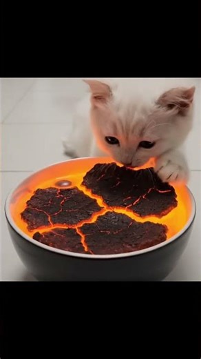 ¿Qué pasa si un gatito bebe LAVA? 🌋(ASMR) #asmr #foodasmr #viral #shorts #cat #satisfying #cute