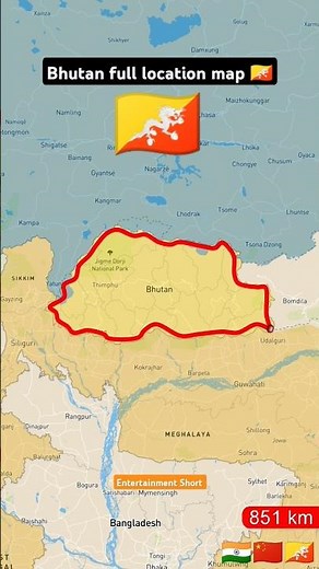 Bhutan full location map 🇧🇹 Bhutan border Maps #bhutan #googleearth #map #locationmap
