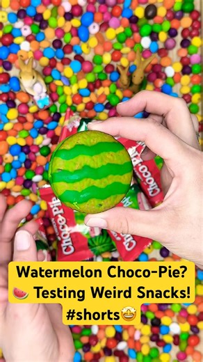 Watermelon Choco-Pie? 🍉 Testing Weird Snacks! #shorts #Unboxing#WeirdFood #FoodTesting#Shorts#Candy