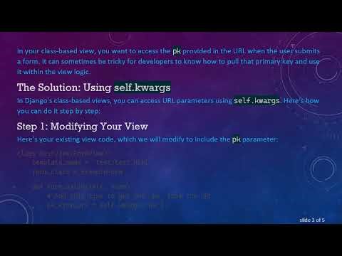 How to Access the pk Parameter in Class-Based Views in Django
