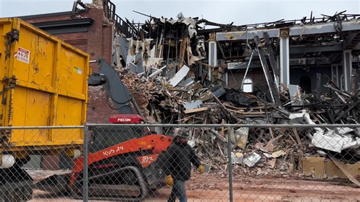 We say good bye to a part of Fort Smith history today. Adelaide Hall/Bricktown Brewery building is on its way down due to a fire that caused irreparable damage. A building will be erected in its place using plans and as much original material from the original building as possible. | Fort Smith Museum of History
