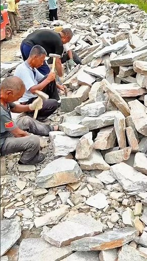 Breaking and Shaping Flagstone by Hand for Construction