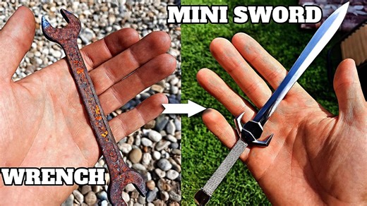 Turning a rusty wrench into a bright mini dagger