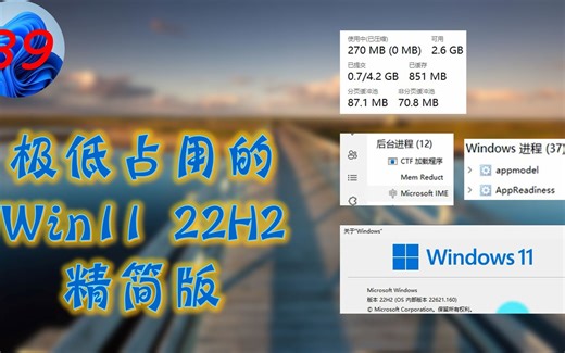 [22H2]极低占用的Win11精简版