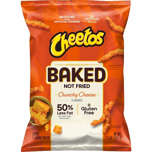 Baked Cheetos Crunchy 50% Less Fat Cheese Flavored Snacks Bag, 7.625 oz