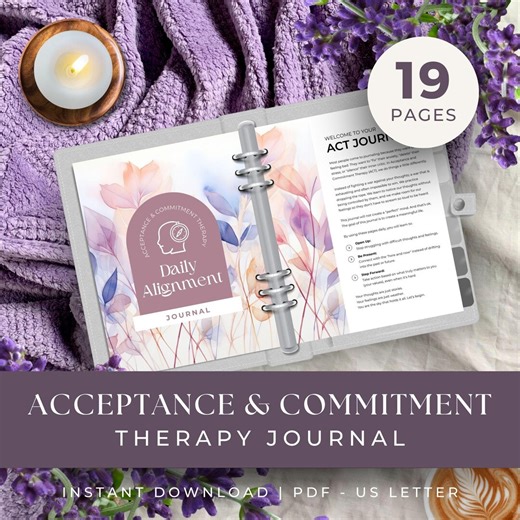 Acceptance and Commitment Therapy Journal, INSTANT DOWNLOAD, ACT Therapy Worksheets, Mindfulness Journal, Emotional Healing, Personal Growth - Etsy