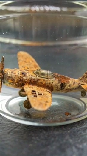 Rusty Mini Airplane Restored in Acid Bath ✈️ | Satisfying Rust Removal #shorts