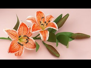How to make Paper Flowers | Lily Flower with Crepe Paper | Crepe Flower Tutorial